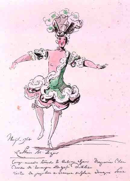 Monsieur Leger als Zephyr, in Nais, een libretto door Cahusac, gecomponeerd door Jean-Philippe Rameau door French School