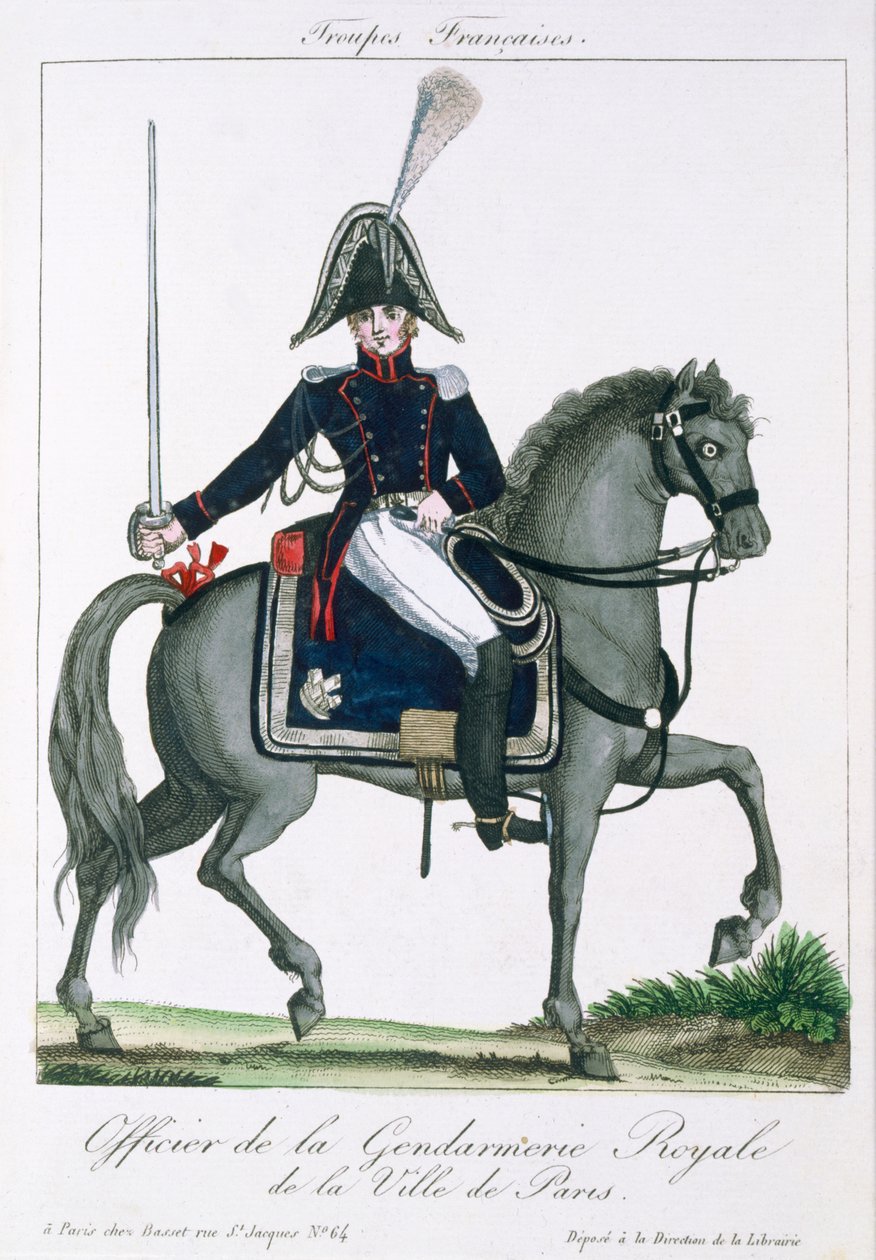 Bereden officier van de Koninklijke Gendarmerie van Parijs, ca. 1790 door French School
