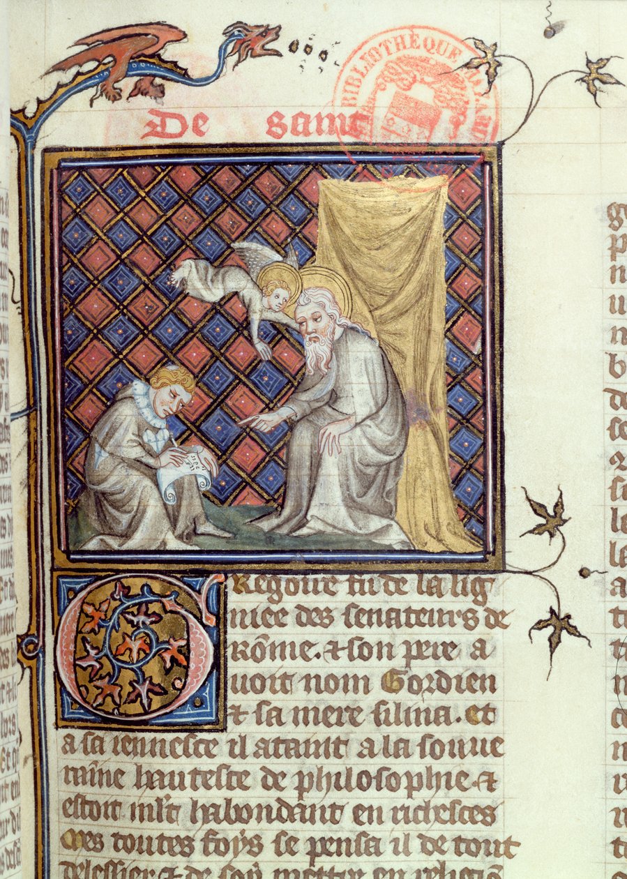Ms 1729 St. Gregorius, uit Legenda Sanctorum Aurea door Jacques de Voragine, ca. 1370 door French School
