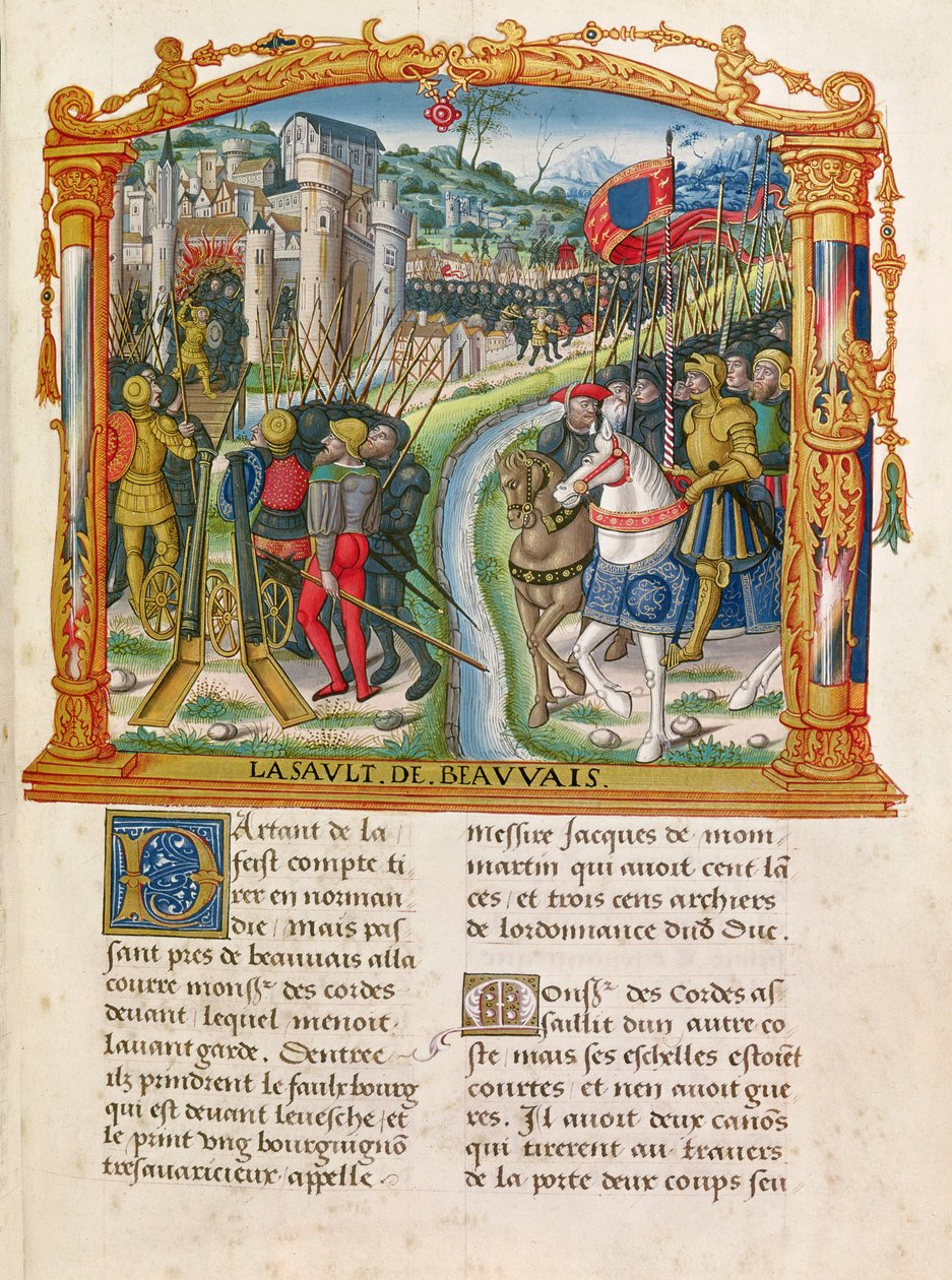 Beleg van Beauvais door Karel de Stoute, Hertog van Bourgondië, 27 juni 1472, uit de Memoires van Philippe van Commines (1445-1509) door French School