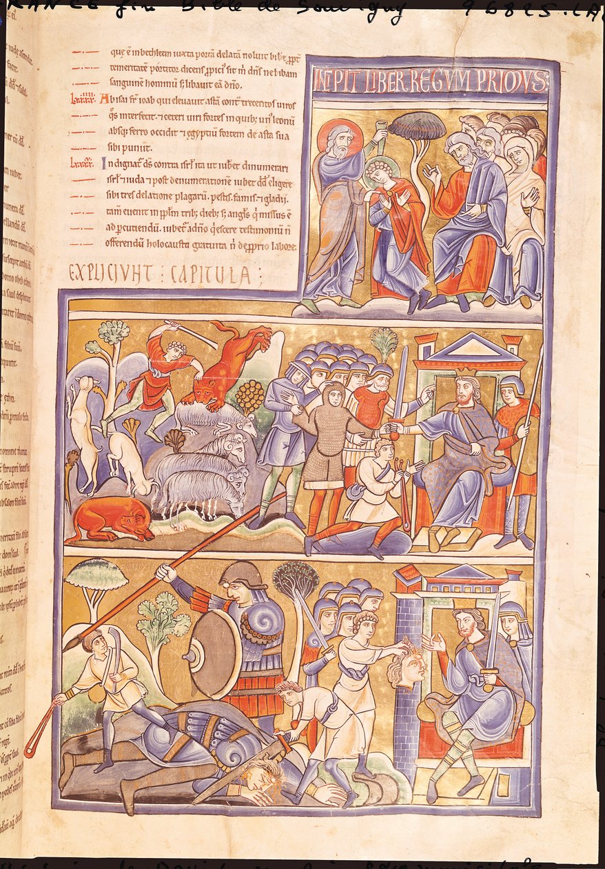 Ms 1 f.93r Het verhaal van David, uit de Souvigny Bijbel door French School