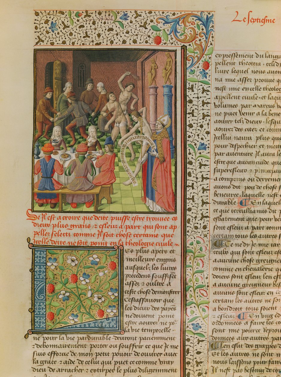 Ms 246 fol.151r Tijdelijk en Terminal, uit de Franse vertaling van De Civitate Dei door St. Augustinus van Hippo (354-430) door French School