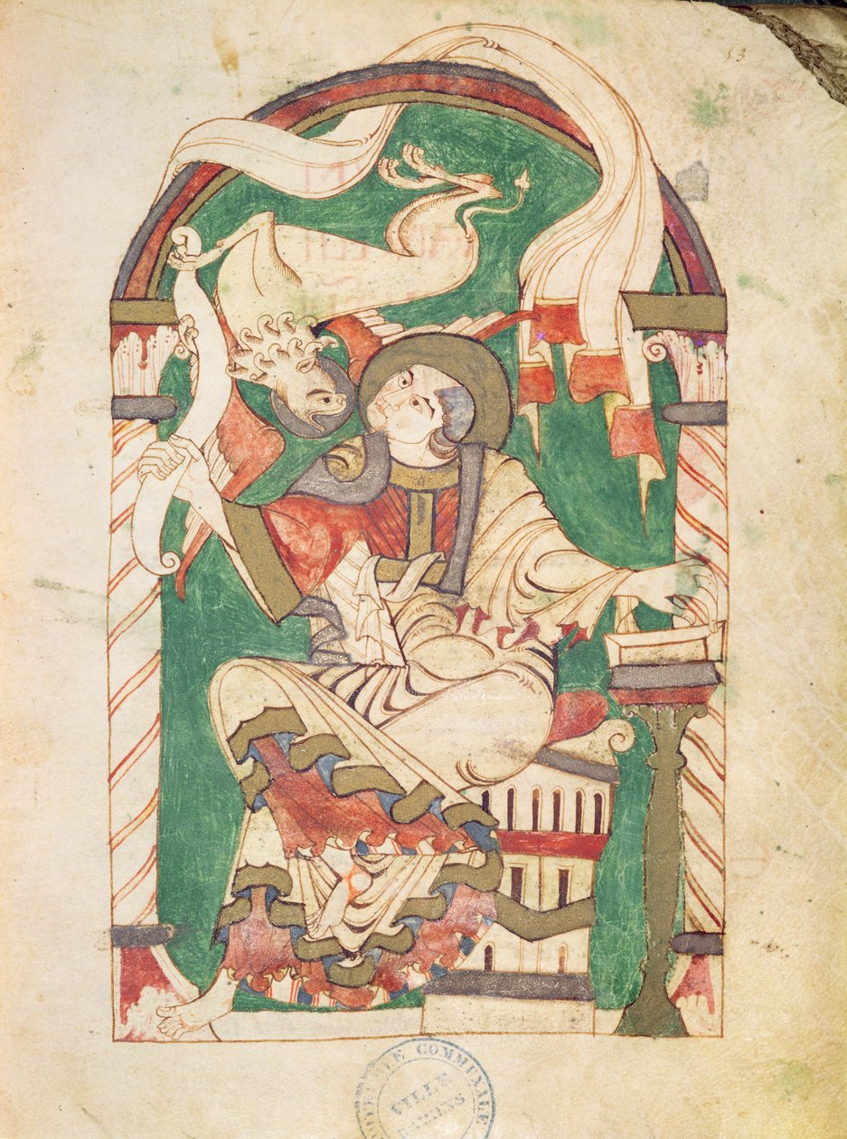 Ms 24 fol.53 St. Marcus, uit een evangelie van de abdij van Corbie door French School