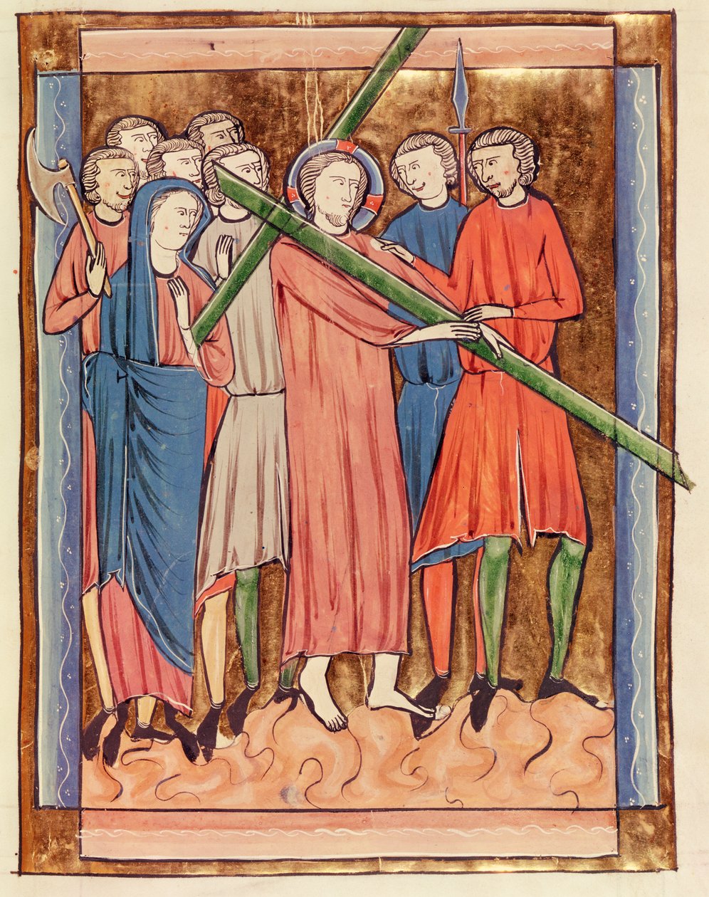 Ms 3016 fol.16 Christus draagt het Kruis, uit Psautier a lUsage de Paris door French School