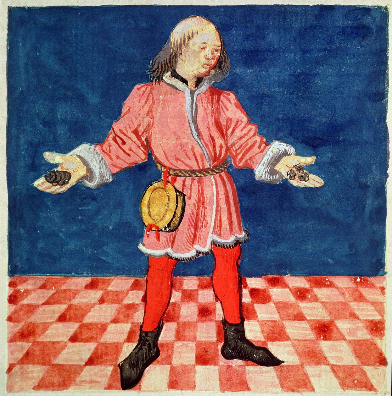 Ms. 3066 fol. 64v De Dobbelsteenwerper, uit Le Livre des echecs moralises, door Jacques de Cessoles door French School