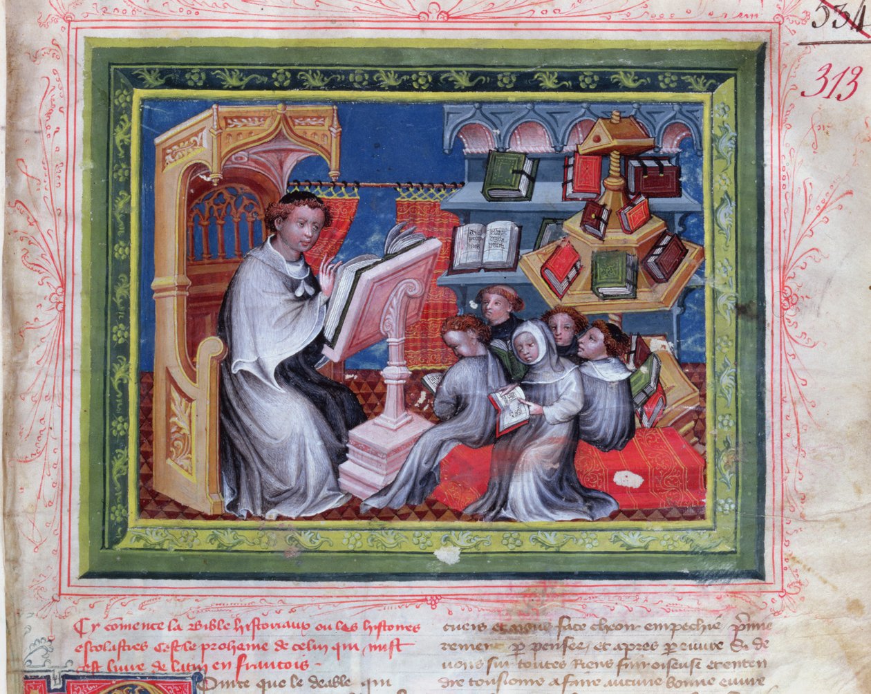 Schoolscène, uit de Bible des Grands Augustins, 1494 door French School