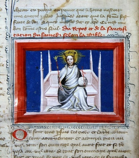 God in majesteit, uit de Bijbel des Grands Augustins door French School