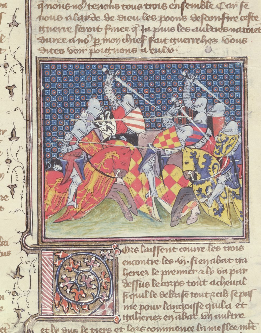 Ms 3480 Ridders in gevecht, uit het Livre de Messire Lancelot du Lac door French School