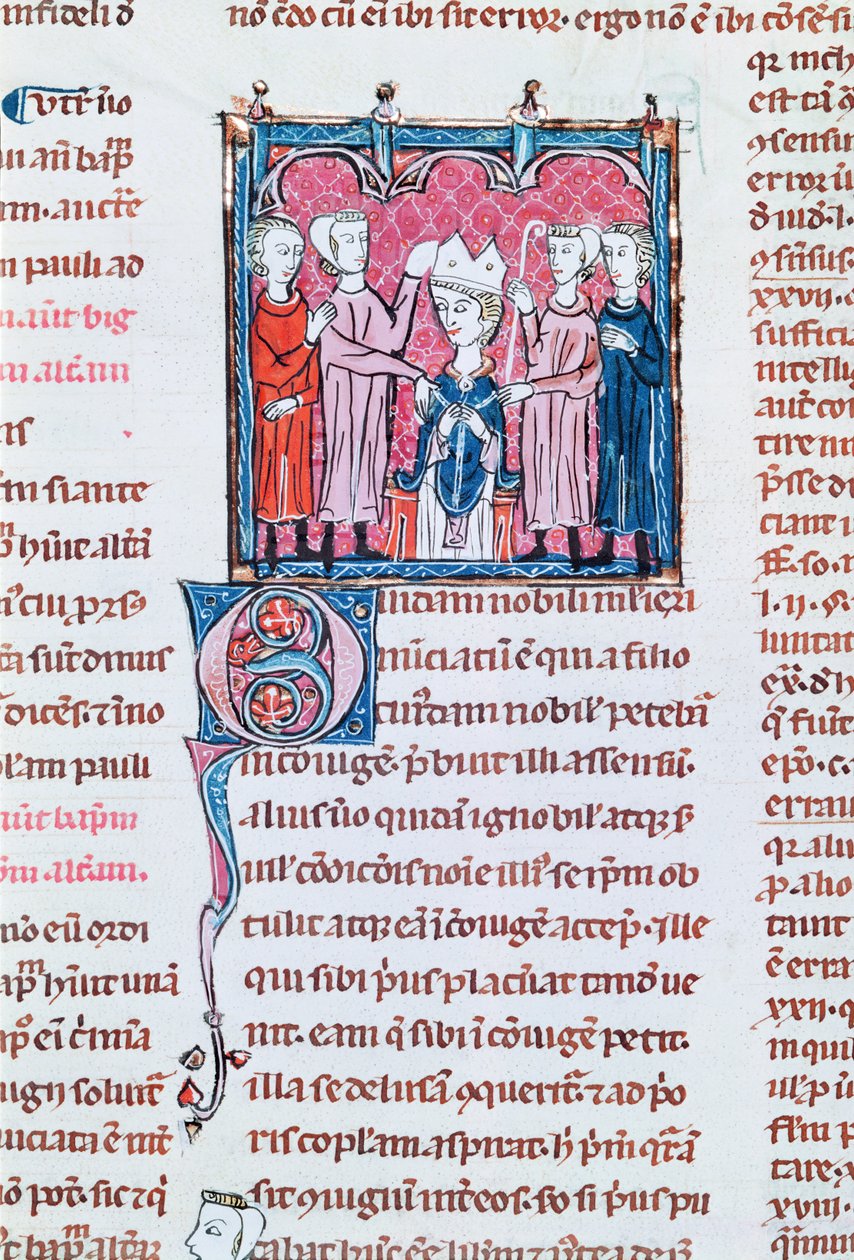 Ms 372 fol.158v Inhuldiging van een bisschop, uit Decreten van Gratianus door French School