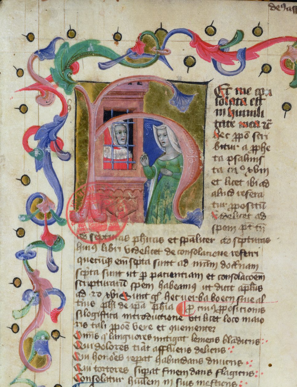Ms 3859 Miniatuur van de filosoof Boethius (c.480-524) in de gevangenis door French School