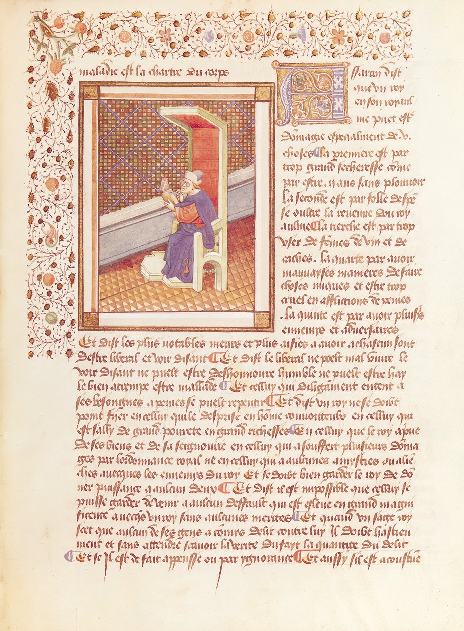 Ms 614 Pagina uit Les Dits Moraux des Philosophes door French School