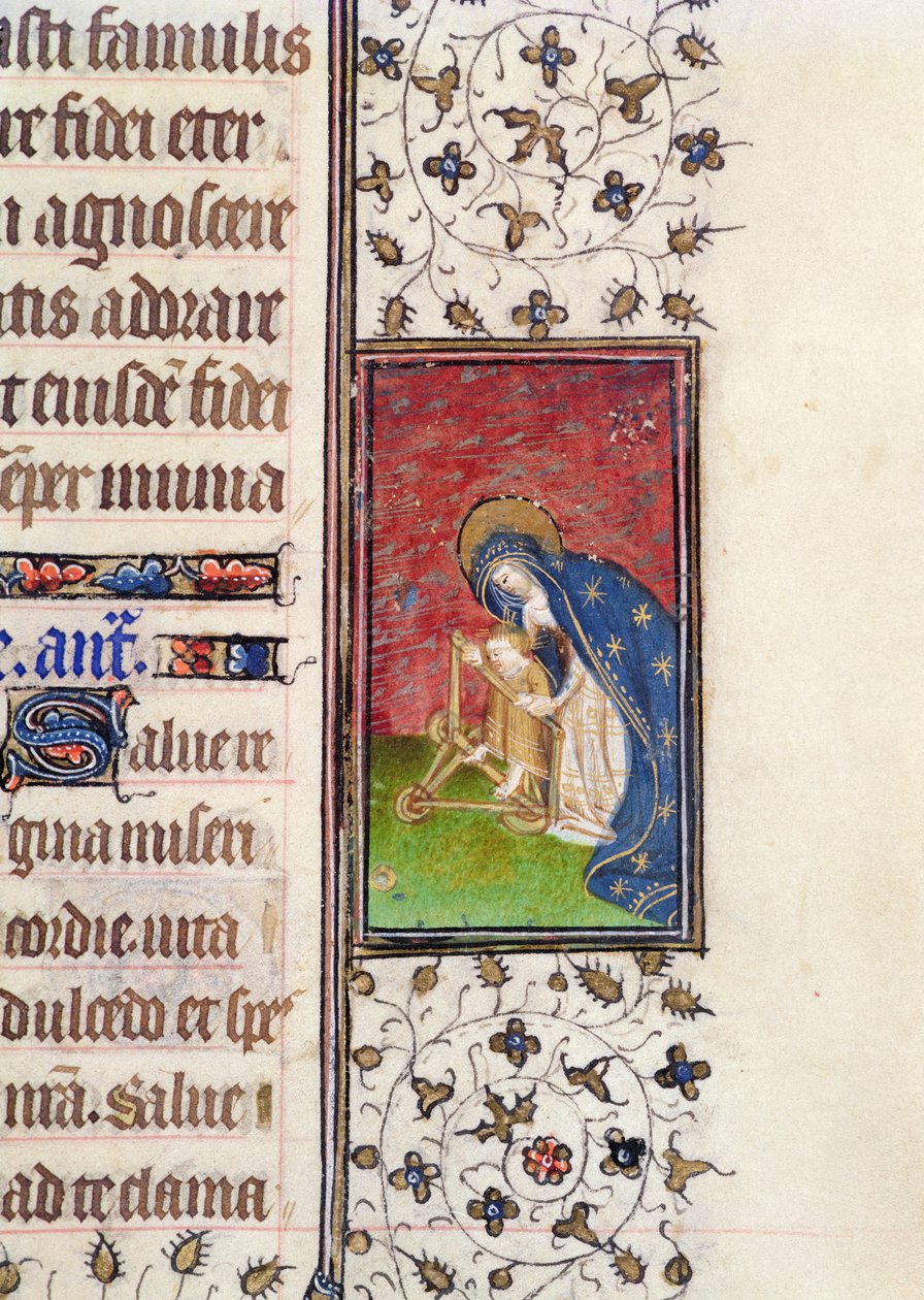 Ms 62, f.205r: Maagd en Kind, detail uit een Frans Getijdenboek, c.1445-50 door French School