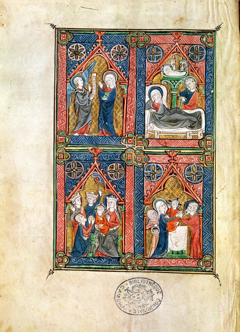 De Annunciatie, de Geboorte, de Aanbidding der Wijzen en de Zuivering, uit de Getijden van Mahaut d