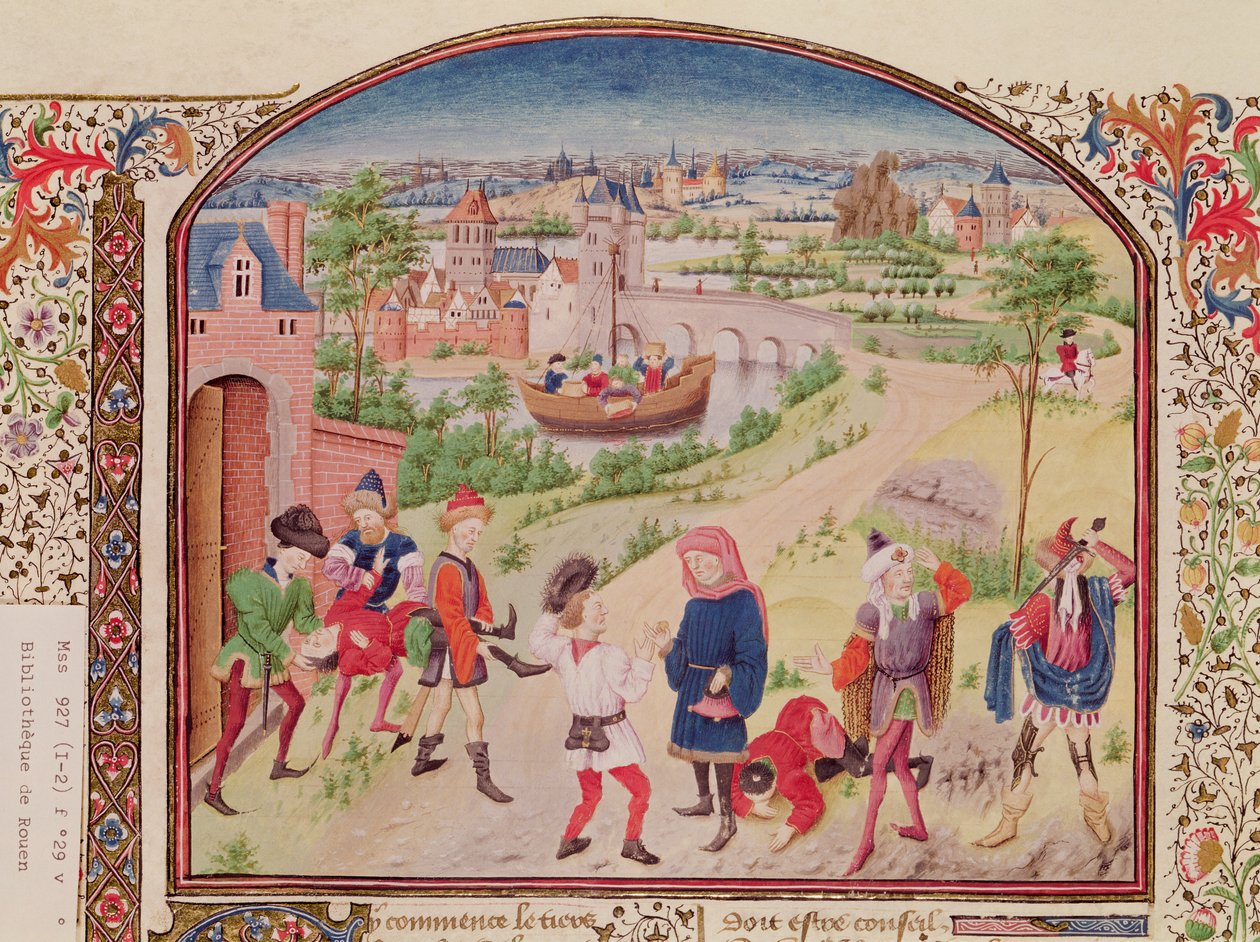 Ms 927 Fol.29v Moed en Lafheid, uit Ethiek, Politiek en Economie door Aristoteles (384-322 v.Chr.) door French School