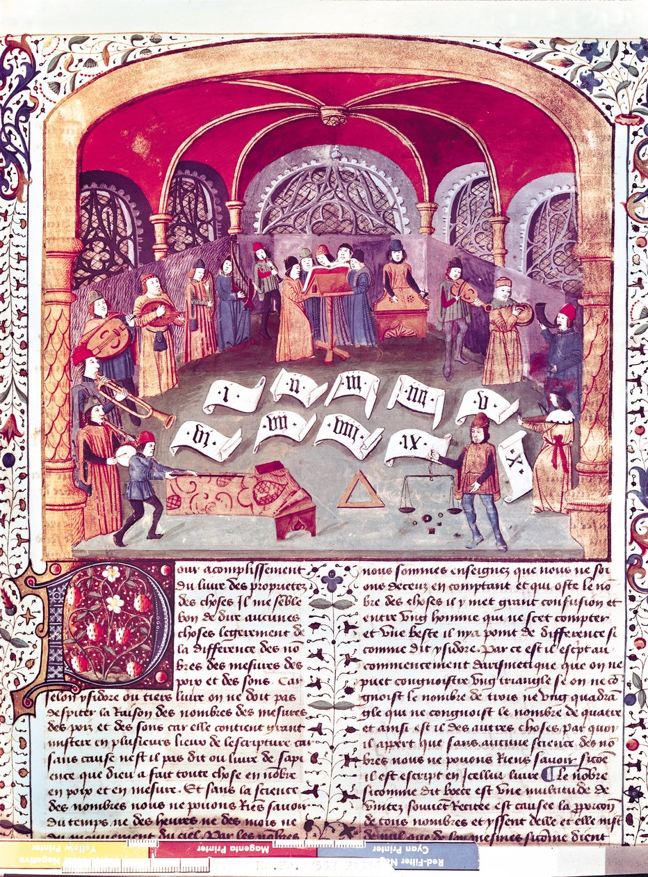 Ms Fr 22532 fol.336 Concert, uit de Des Proprietez des Choses door Barthelemy l