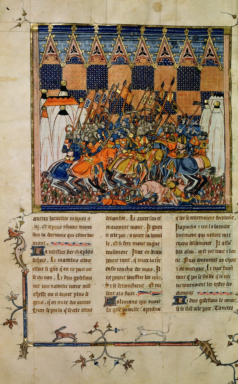 Slagveld, uit de biografie van Godefroi de Bouillon, Een Geschiedenis van Westerse Heiligen door French School