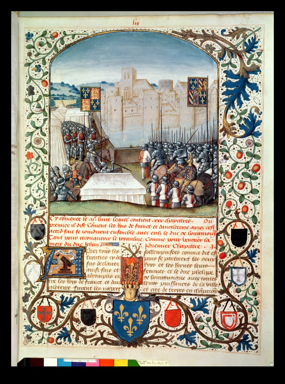 De Bourgondische en Engelse legers, uit Anciennes Chroniques d