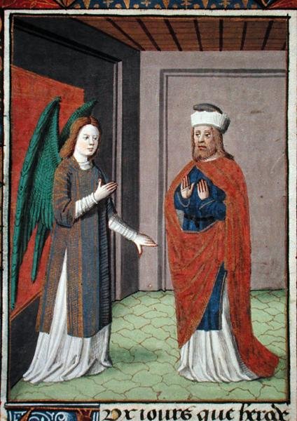 Ms Hunter 368 f.17v Engel, ca. 1460 (perkament) door French School