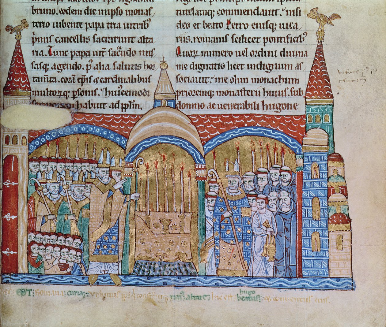 Ms Lat 17716 fol.91 De Wijding van de Kerk in Cluny door Paus Urbanus II (1042-99) in november 1095 door French School