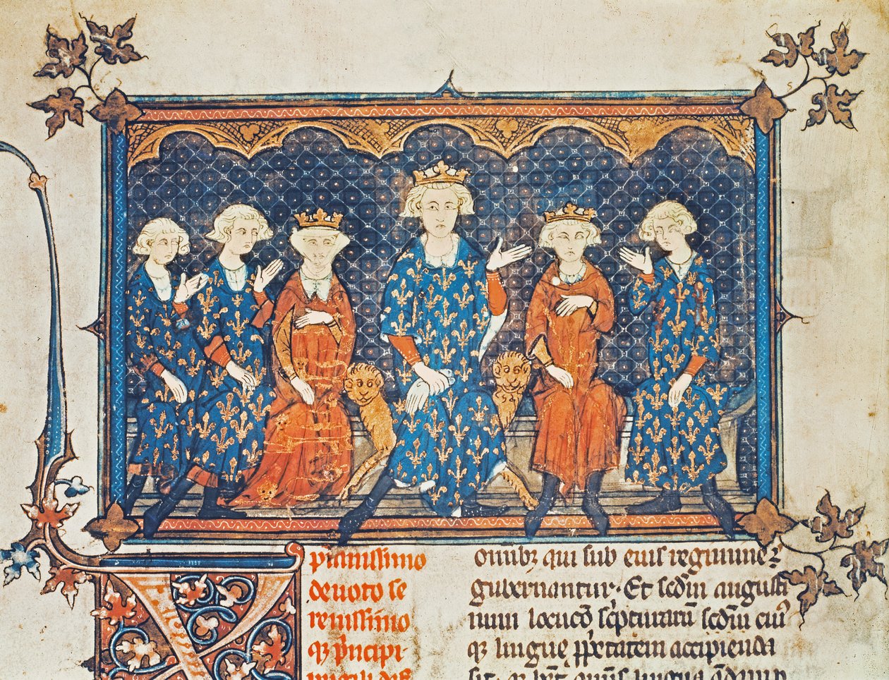 Filips IV (1268-1314) van Frankrijk met zijn vier kinderen en broer Karel van Valois door French School