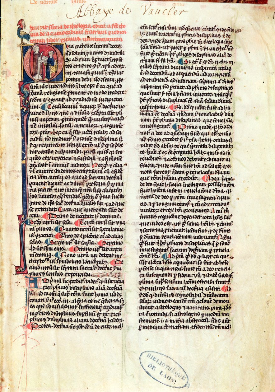 Pagina uit de Somme de Theologie door St. Thomas van Aquino (1225-74) door French School