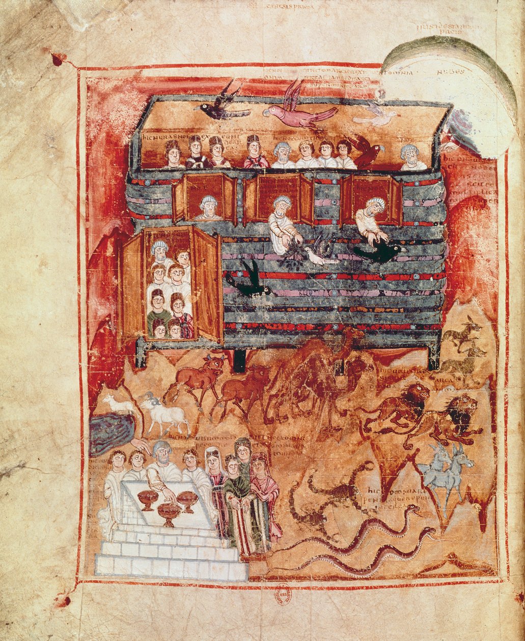 N.A.L 2334 fol.10v De Ark van Noach, uit De Tours Pentateuch door French School