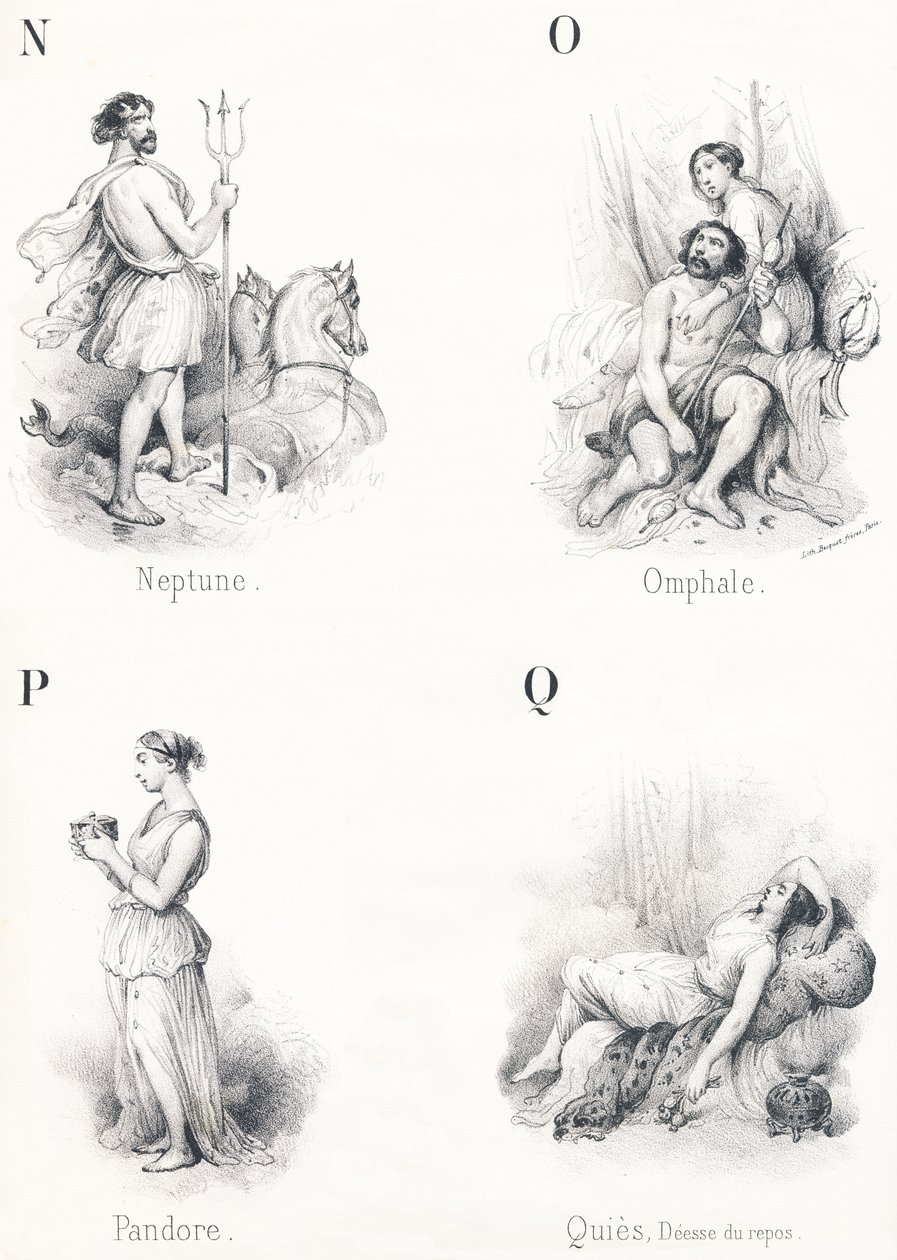 N O P Q: Neptunus, Omphal, Pandora, Quies door French School