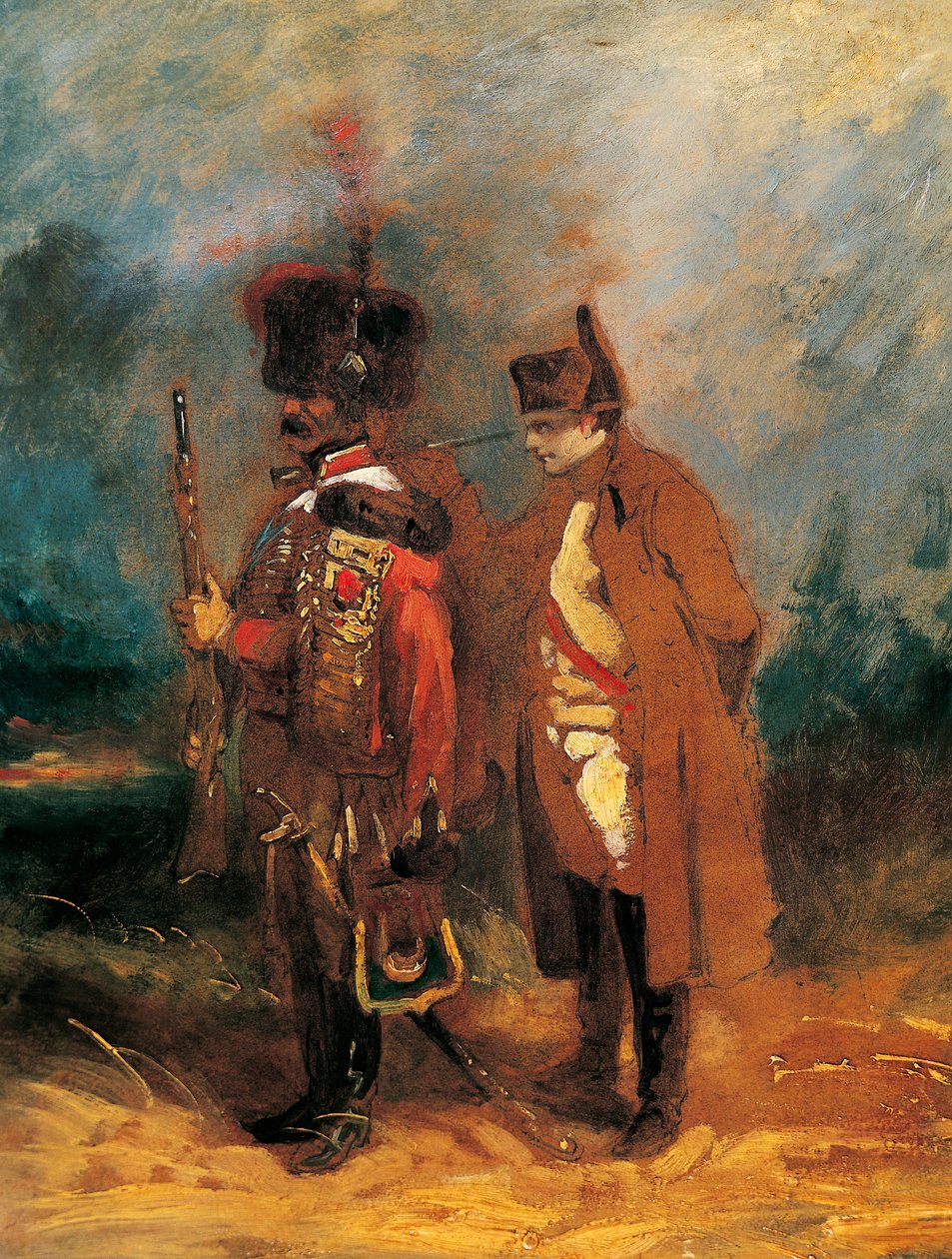 Napoleon tijdens de verdediging van Frankrijk in 1814 door French School