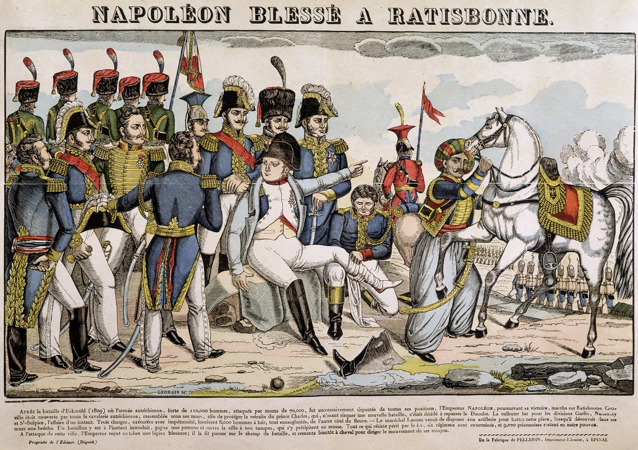 Napoleon gewond in Regensburg - afbeelding van Epinal door French School
