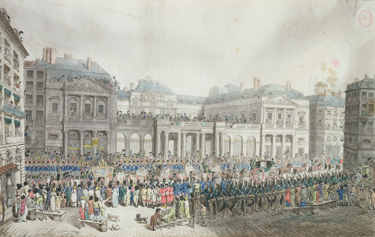 Napoleons kroningsprocessie langs de Raad van State, 2 december 1804 door French School
