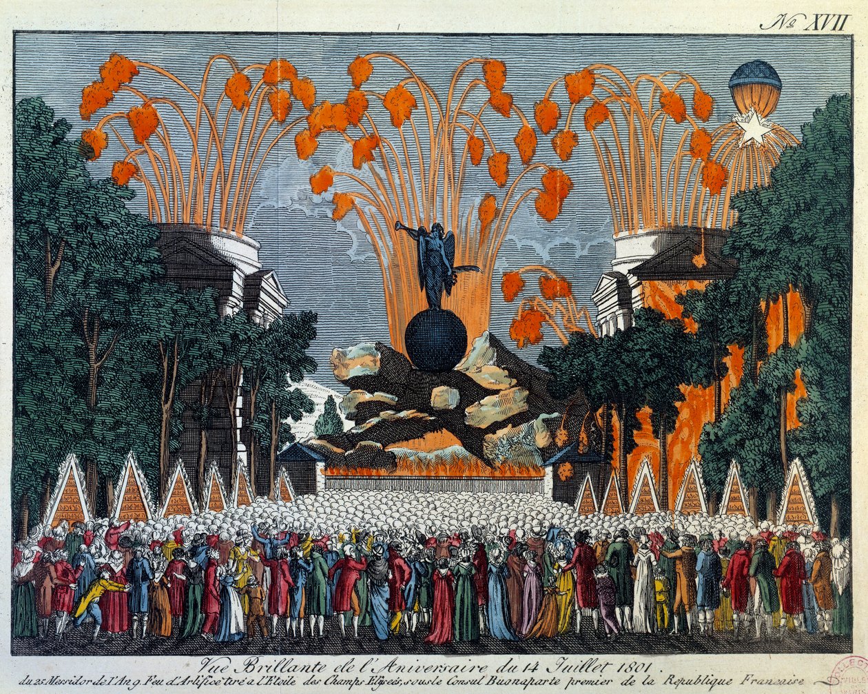 Nationale feestdag van 14 juli 1801 op de Champs Elysees, Parijs door French School
