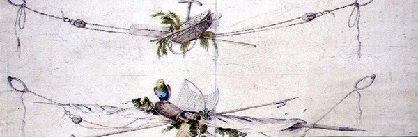 Nautische cartouche ontwerp met een papegaai, c.1800 door French School