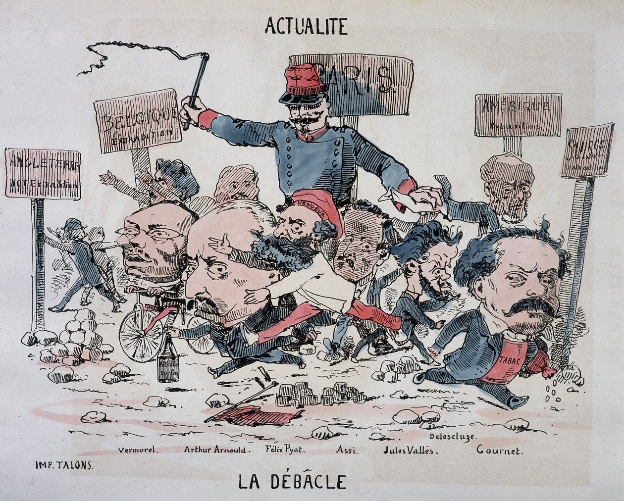 Nieuws: La débâcle: Vermorel, Arnould, Pyat, Assi, Vallès, Delescluze en Gournet aan het einde van de Commune door French School