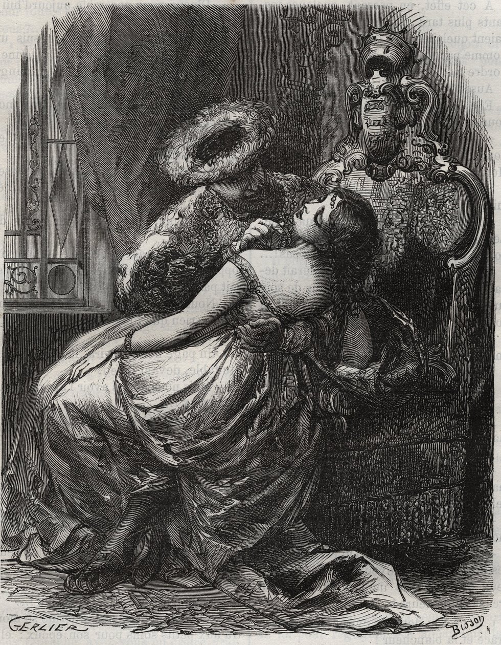 Koning Hendrik VIII van Engeland (1491-1547) met zijn vrouw, Catherine Parr (1512-1548). Gravure uit 1871 in 