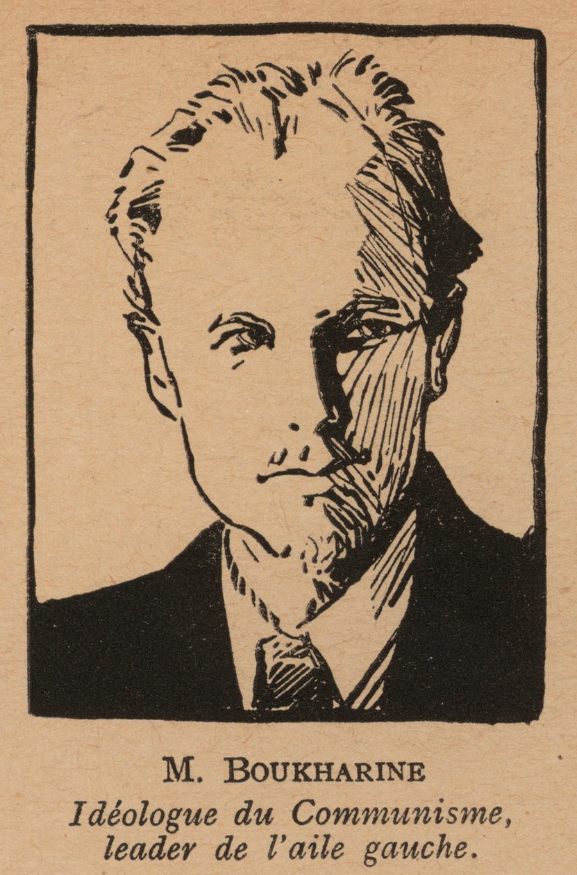 Nikolaj Boecharin, Russische bolsjewistische revolutionaire theoreticus en politicus (litho) door French School