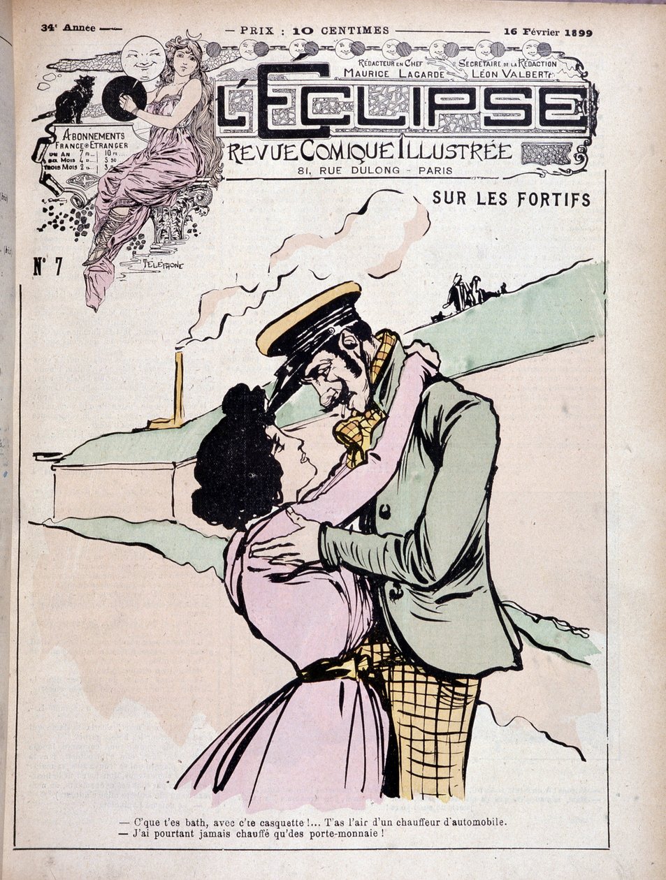 Op de vestingwerken: boef en zijn vriendin - omslag De Eclipse van 16/02/1899 door French School