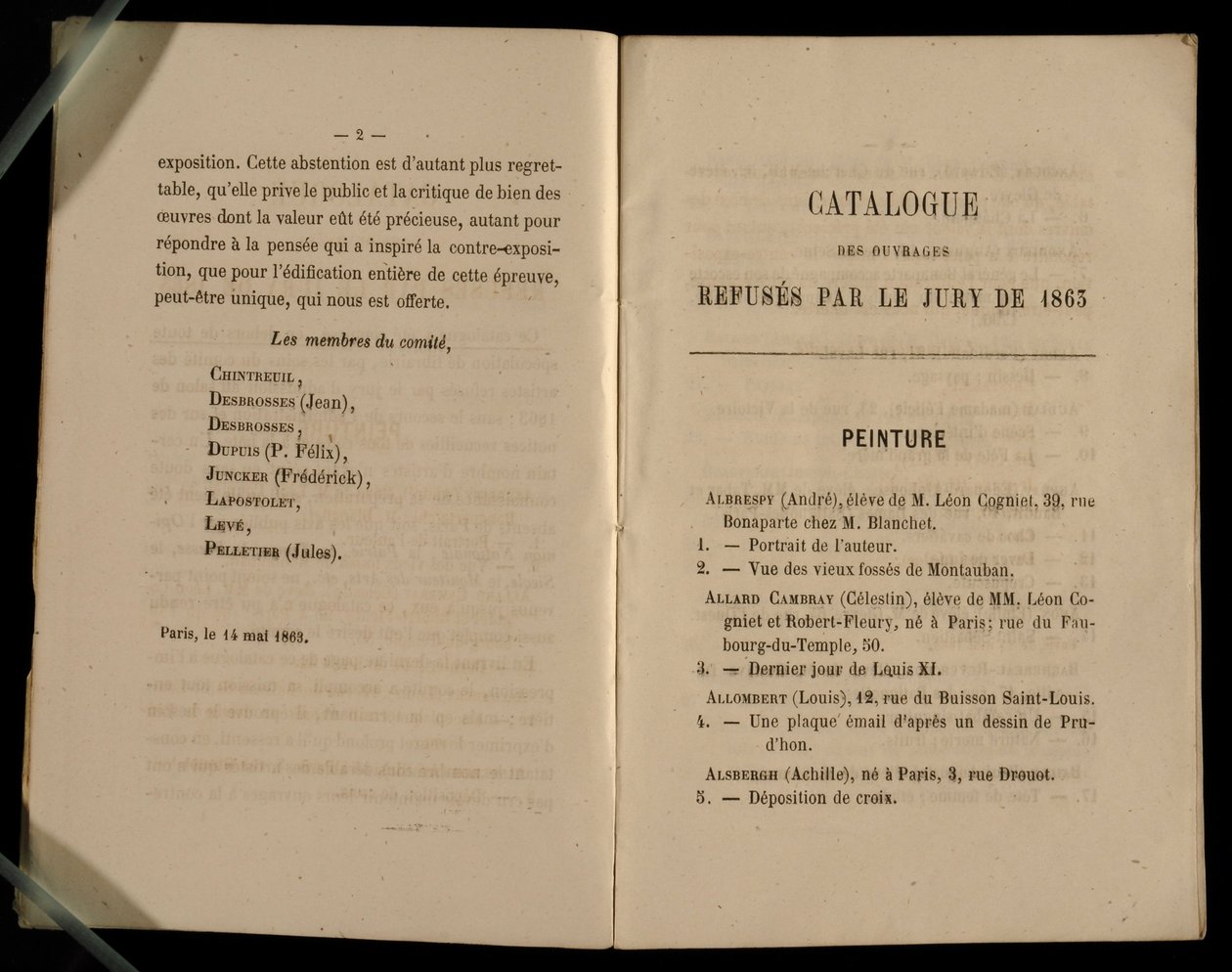 Schilderij Hoofdstuk, uit de Salon des Refusés, 1863 door French School