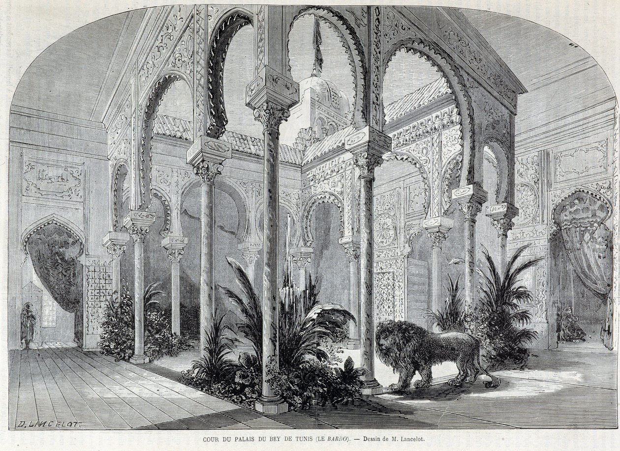 Parc du Montsouris: interieur van het Palais du Bey in Tunis op de Wereldtentoonstelling van 1867 door French School