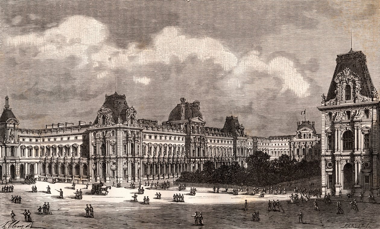 Parijs Le Louvre - gravure in 