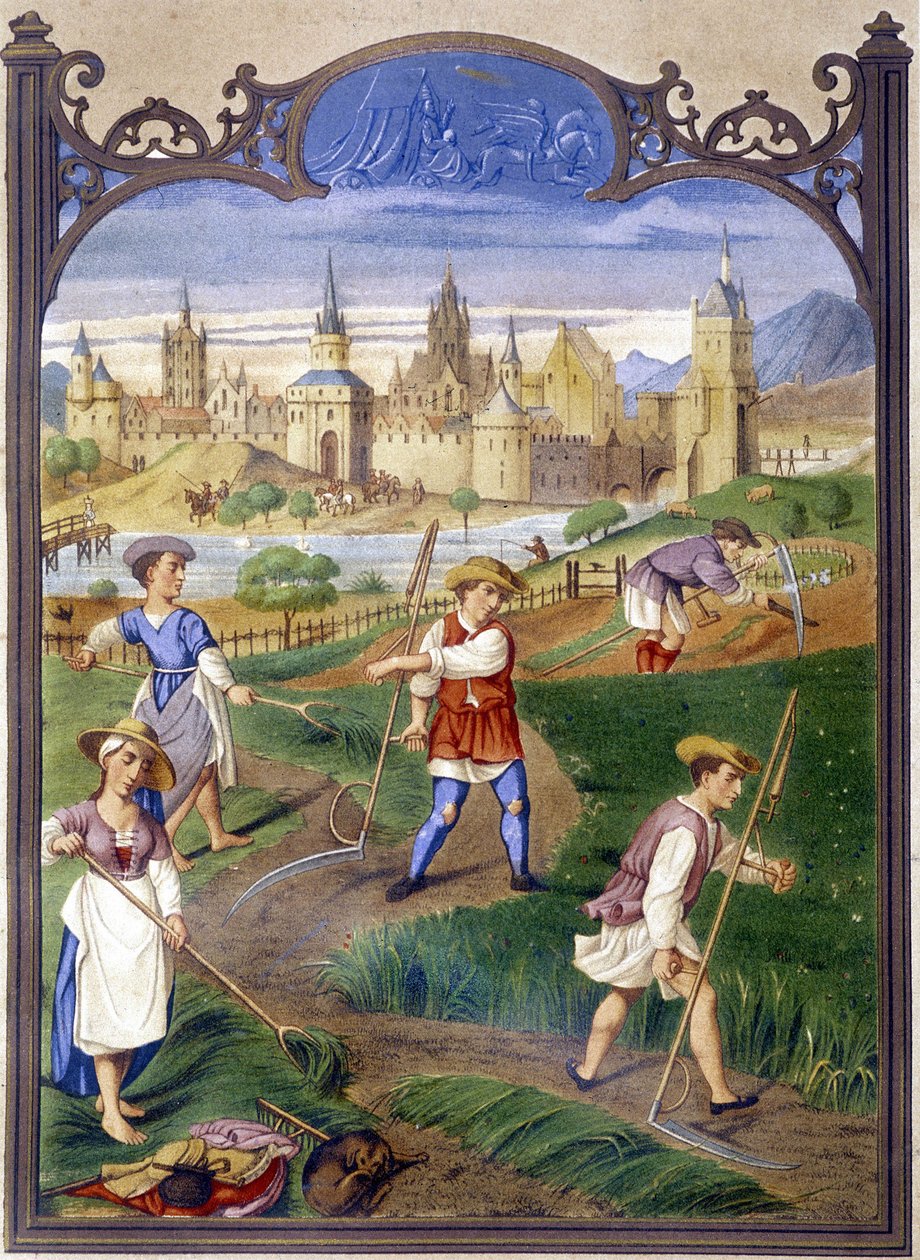 Boeren die gras maaien door French School