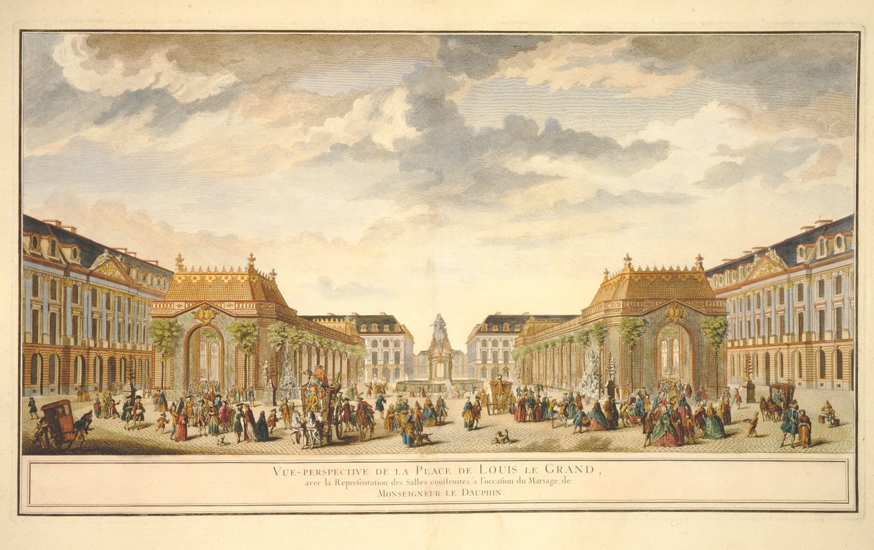Perspectief Zicht op de Place de Louis le Grand met de Kamers gebouwd voor de gelegenheid van het Huwelijk van Monseigneur le Dauphin door French School
