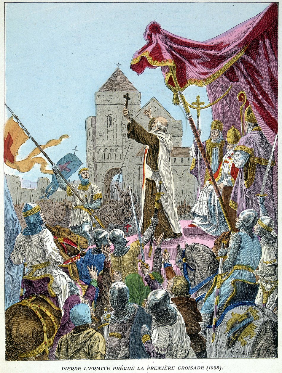 Peter de Kluizenaar predikt de 1e Kruistocht in 1095 door French School
