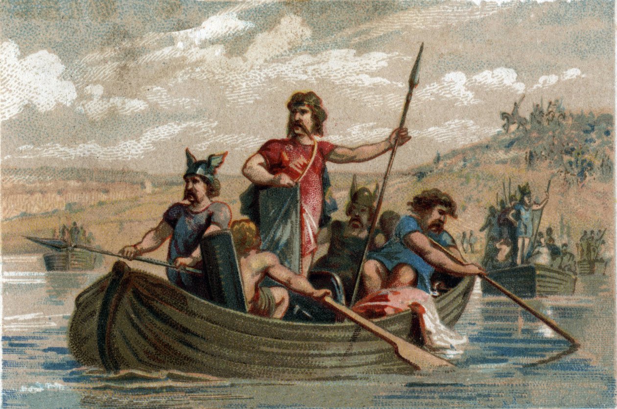 Pharamond stak de Rijn over met Frankische krijgers en werd de eerste hertog van de Salische Franken van 420 tot 428. door French School