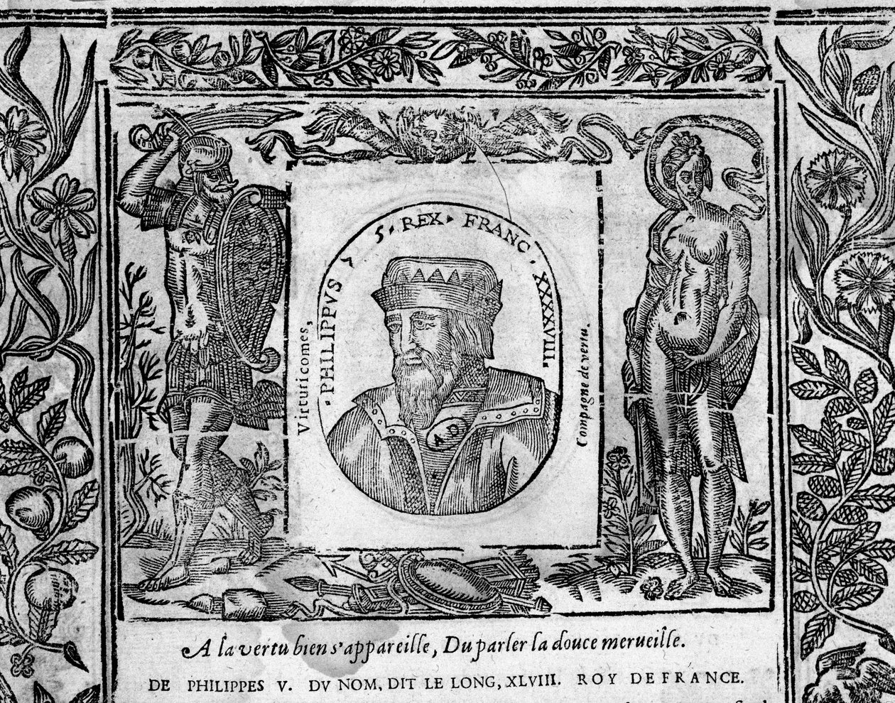 Filips V, de Lange, portret gegraveerd in medaillon door French School