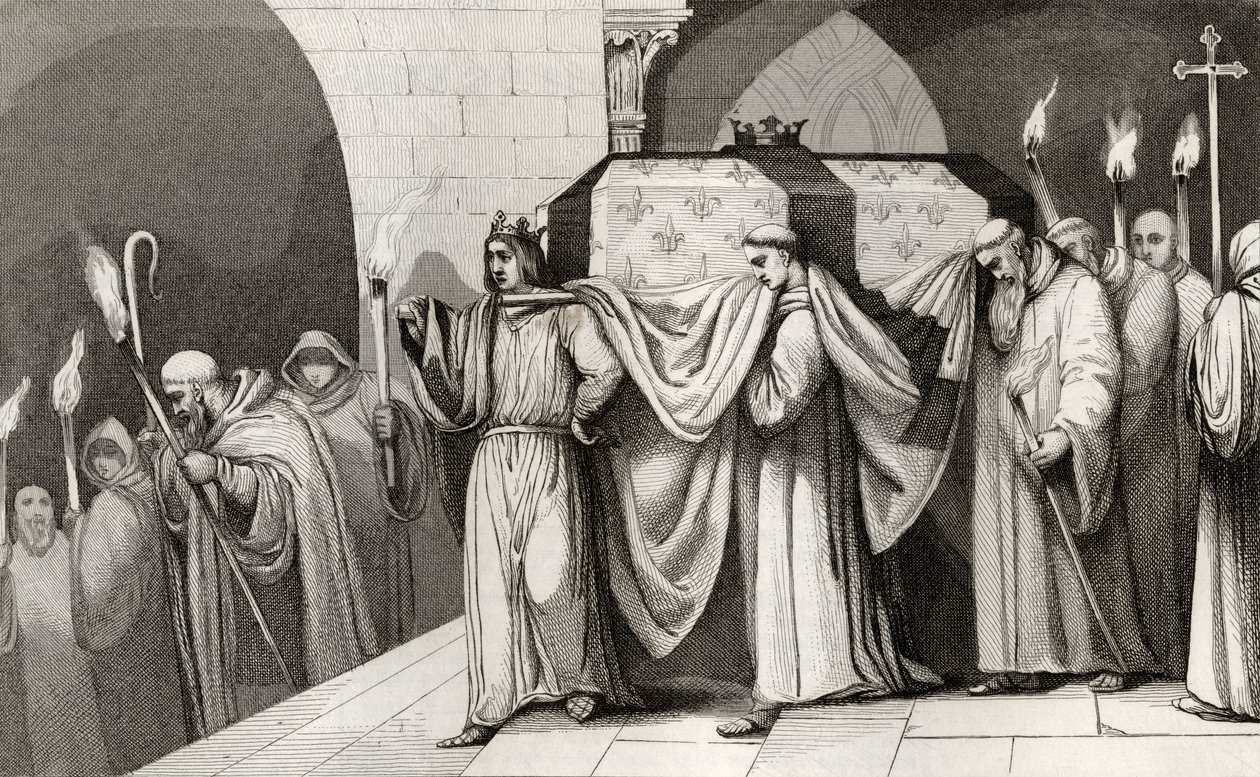 Philippe III (1245-85) de Stoute helpt de kist van zijn vader dragen, uit 