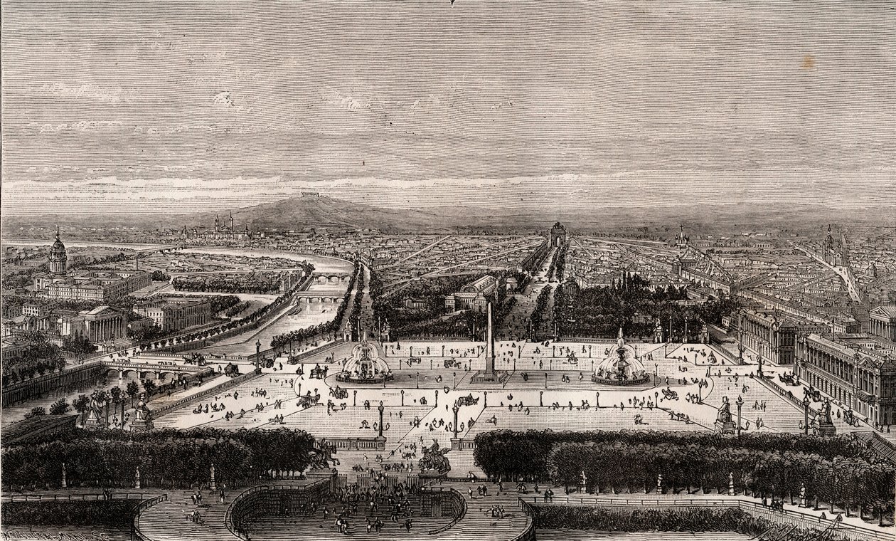 Place de la Concorde in Parijs - gravure in 