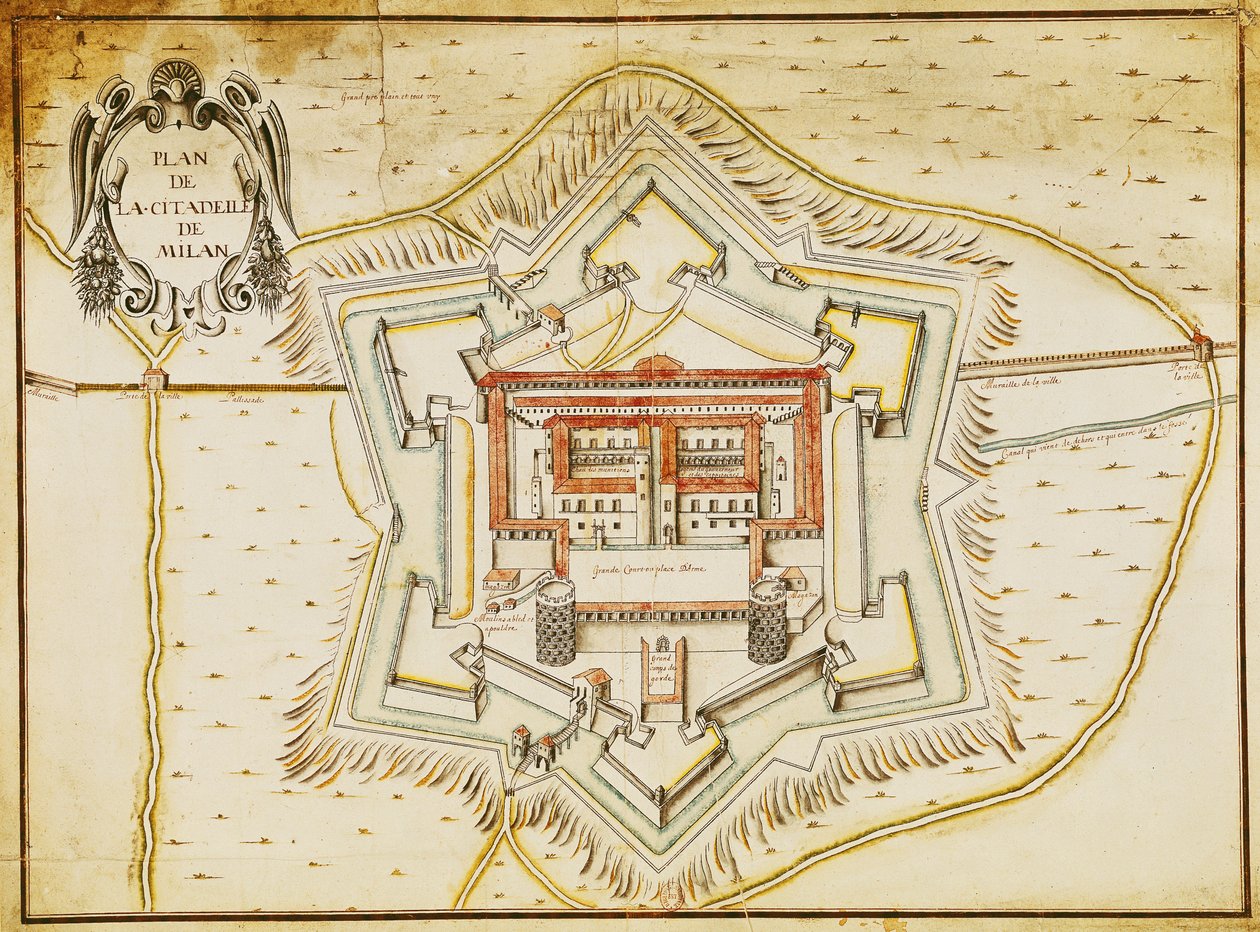 Plan van de citadel van Milaan door French School