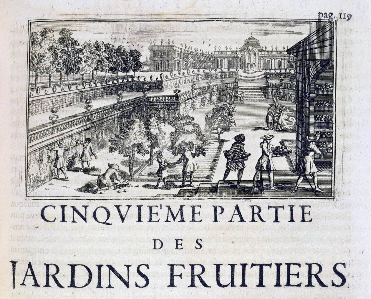 Fruitbomen planten, uit Le Parfait Jardinier, ou Instruction pour les Jardins Fruitiers et Potager, door Jean de la Quintinye, gepubliceerd 1695 door French School