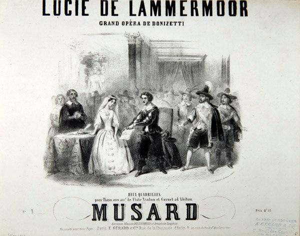 Affiche voor de opera Lucie de Lammermoor van Gaetano Donizetti, gedrukt door Bertauts door French School