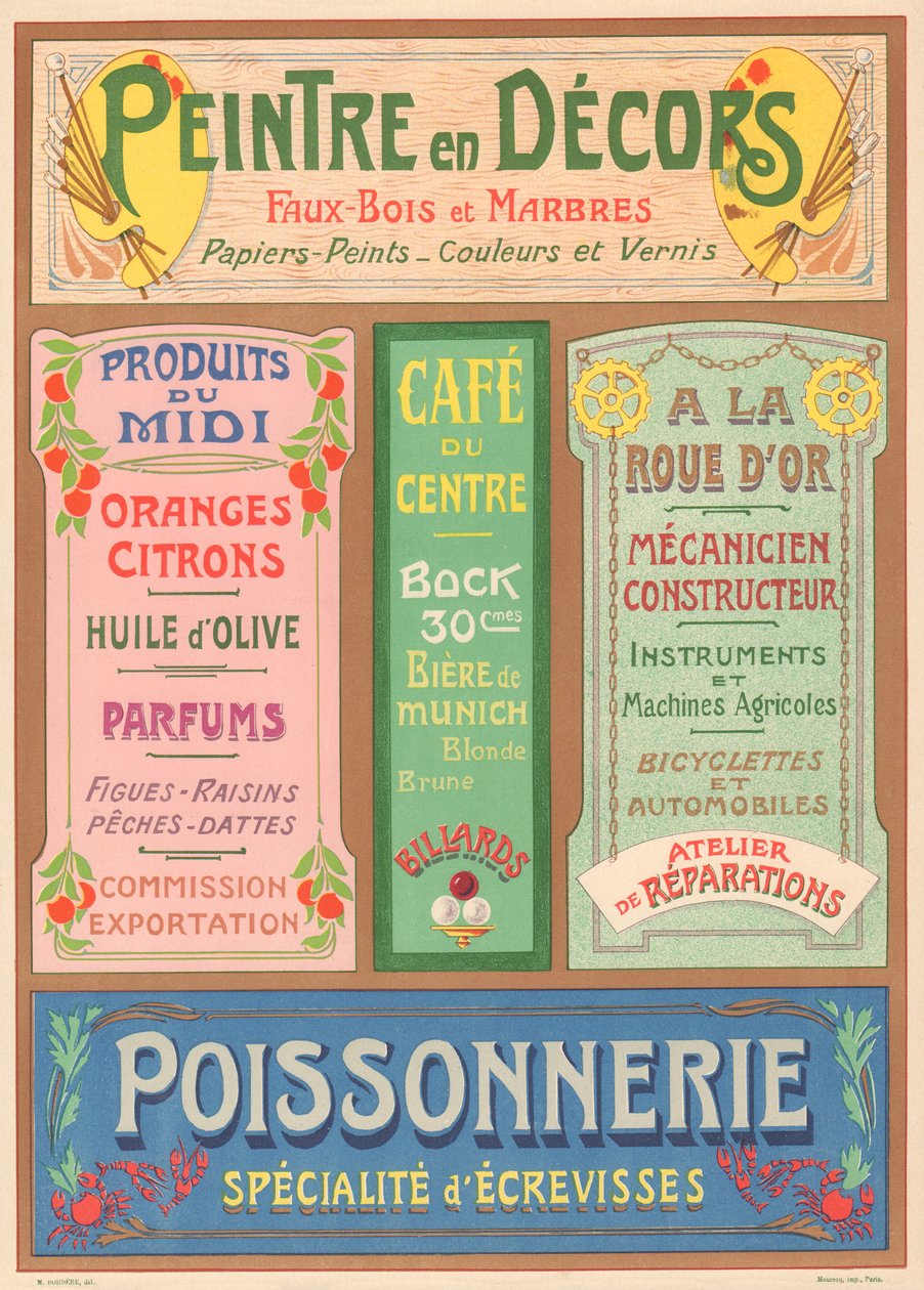Plche n° 23: Signage modellen voor Art Nouveau letter schilder door French School